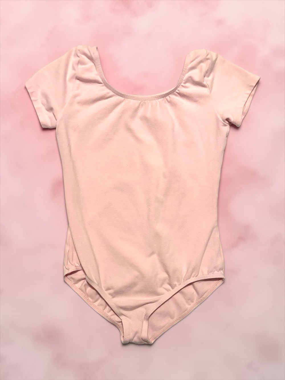 Blush Pink Short‑Sleeve Leotard – Girls Large (Boutique XXL)